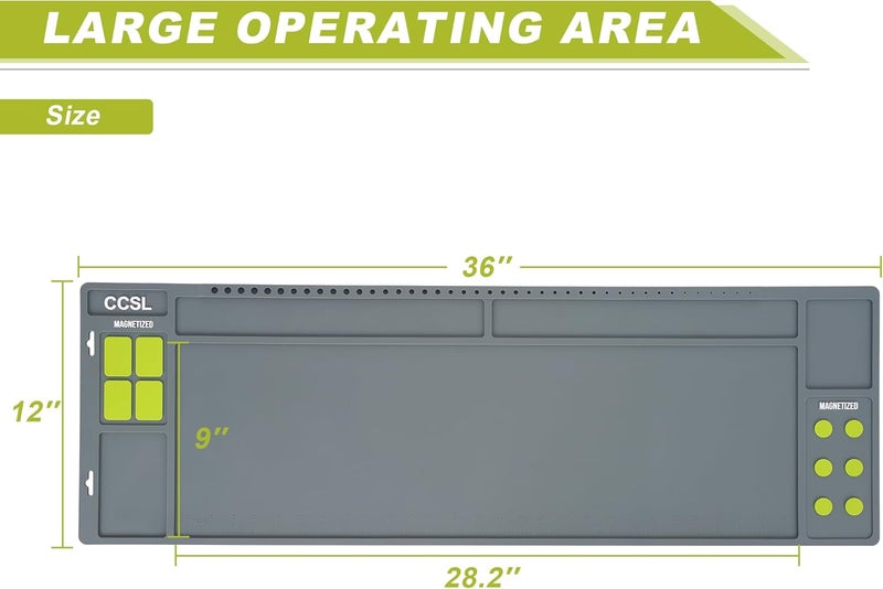 CCSL Rifle Shotgun Gun Cleaning Mat,36" x 12" Magnetic Gun Cleaning Mats for All Guns, Anti-Slip Rifle Repair Gun Mat with Organizer Parts Tray, Gun Cleaning Mat Large - Image 2